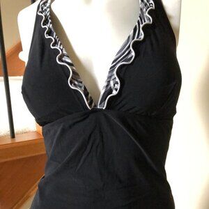 Profile Tankini Halter Top Black Size S